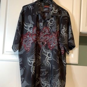 Classic Large C Two Chinese Dragon Print Shirt